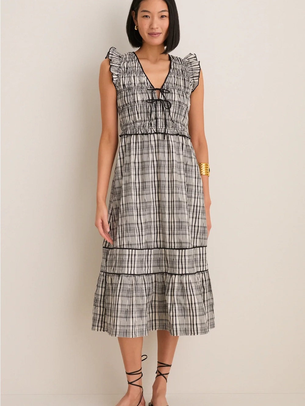 Tuckernuck Greylin Smocked Tie Front Dress